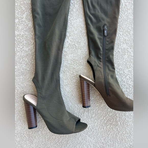 Lola Shoetique Miss Lola over the knee open toe Stella Heeled Thigh High boots 7 - Picture 7 of 9